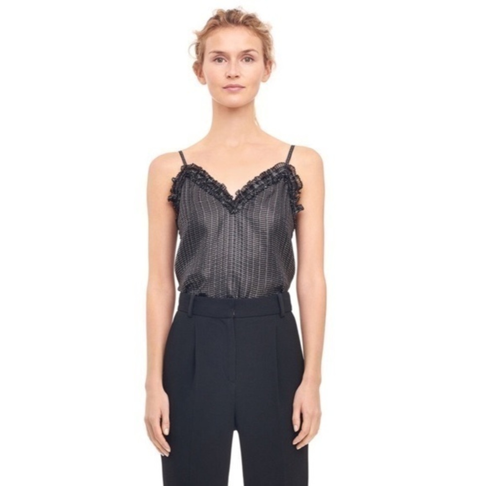 Rebecca Taylor METALLIC PLAID CHIFFON CAMI
